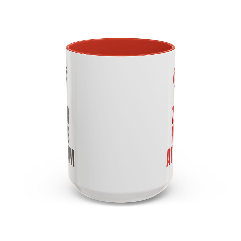 Four Pens at 7 AM Zero Pens at 7 PM Mug (Colored Handle)