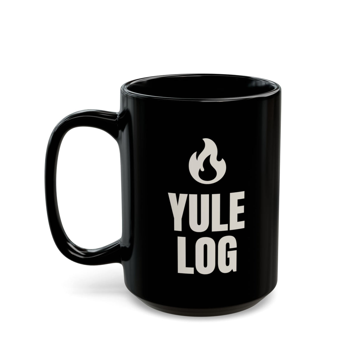 Yule Log Zero Errors mug in black, 15oz, setup side: YULE LOG