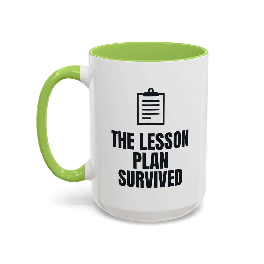 The Lesson Plan Survived I Barely Did Mug (Colored Handle)