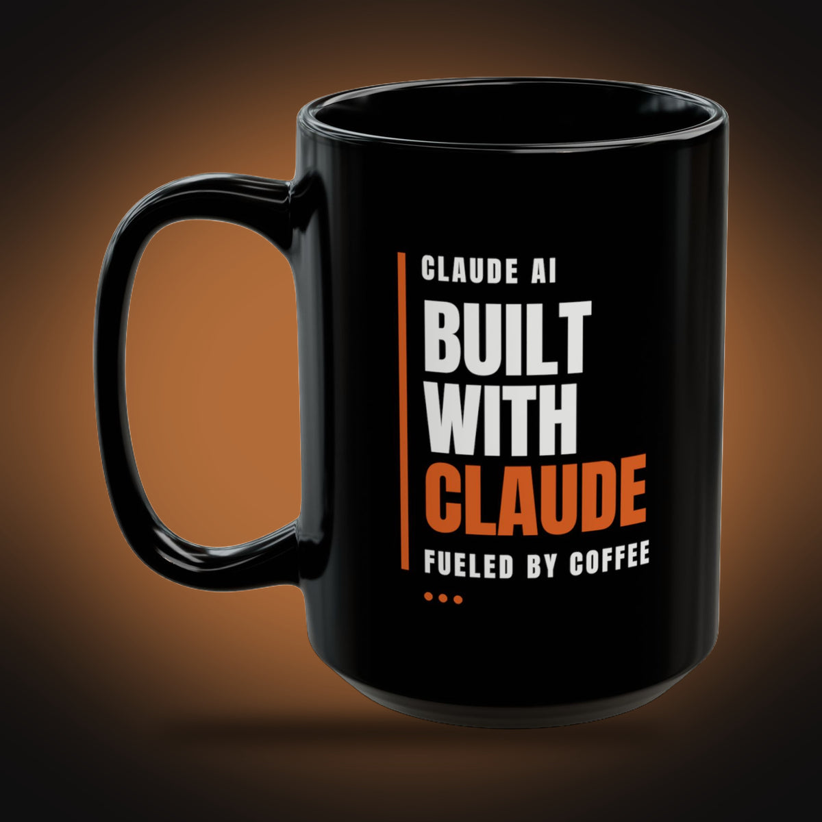 Built With Claude Orange Edition Mug (Black) (left view)