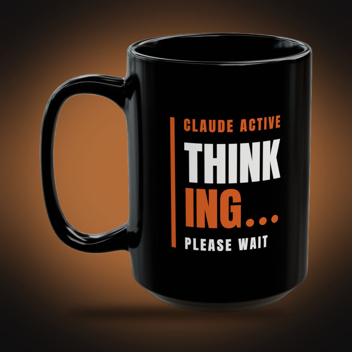 Claude Active, Please Wait Mug (Black) (left view)