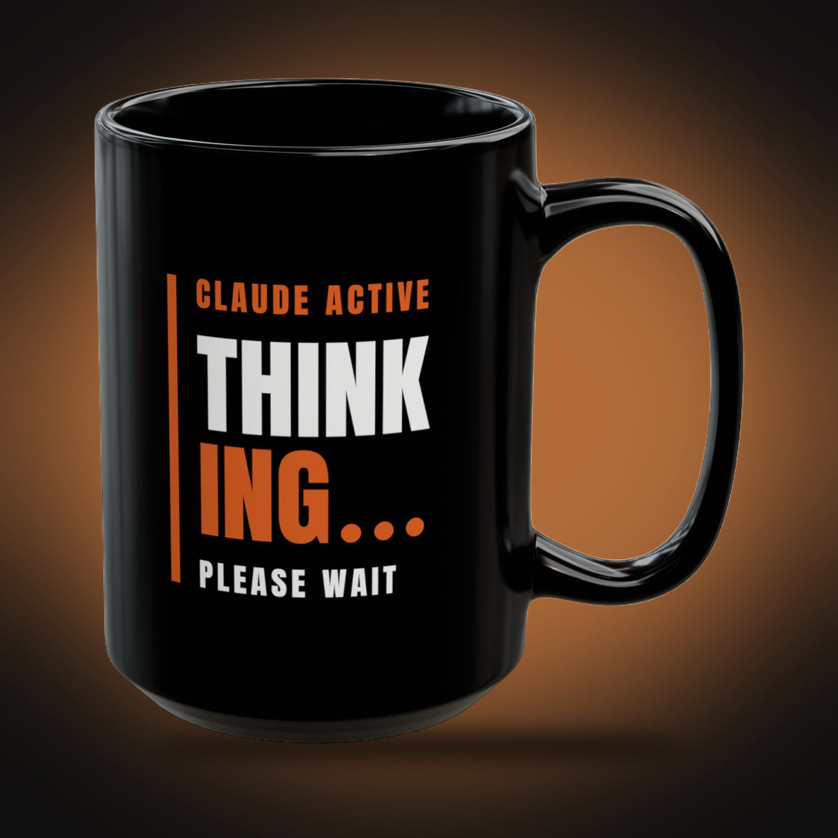 Claude Active, Please Wait Mug (Black) (right view)