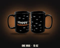 Happy Halloween Coffee Mug | White Bats on Black | Dry Humor Halloween Seasonal Mug