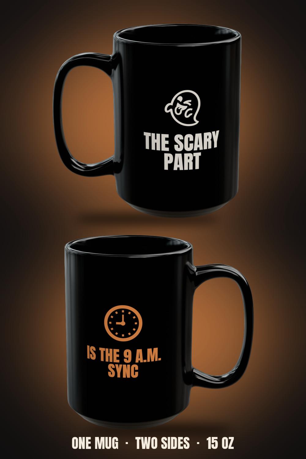 The Scary Part Is the Sync Mug | WFH Halloween Office Humor | Dry Humor Meeting Mug