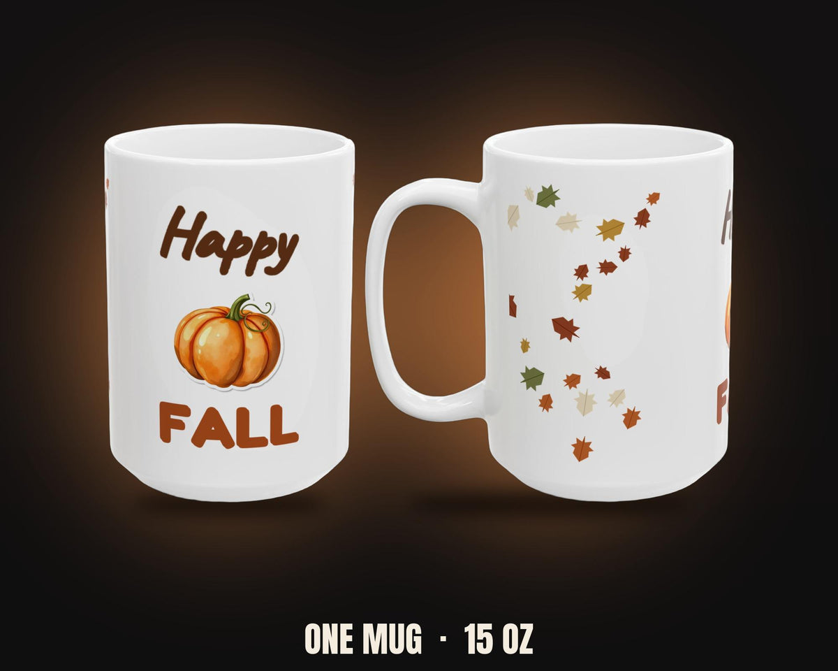 Happy Fall Pumpkin Mug | Autumn Coffee Mug 15oz White