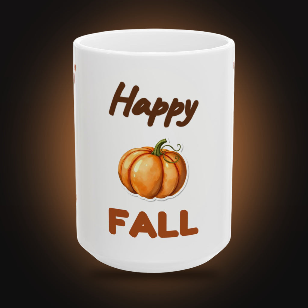 Happy Fall Pumpkin Mug (White) (front view)