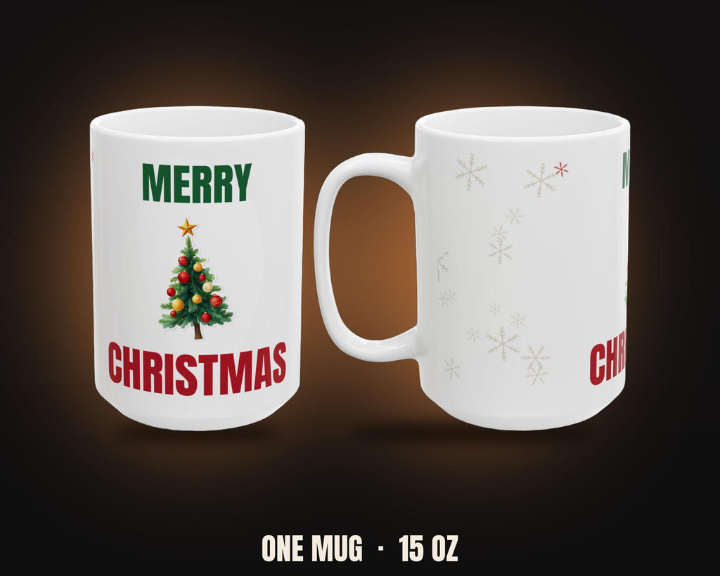 Merry Christmas Tree Mug | Holiday Coffee Mug 15oz White