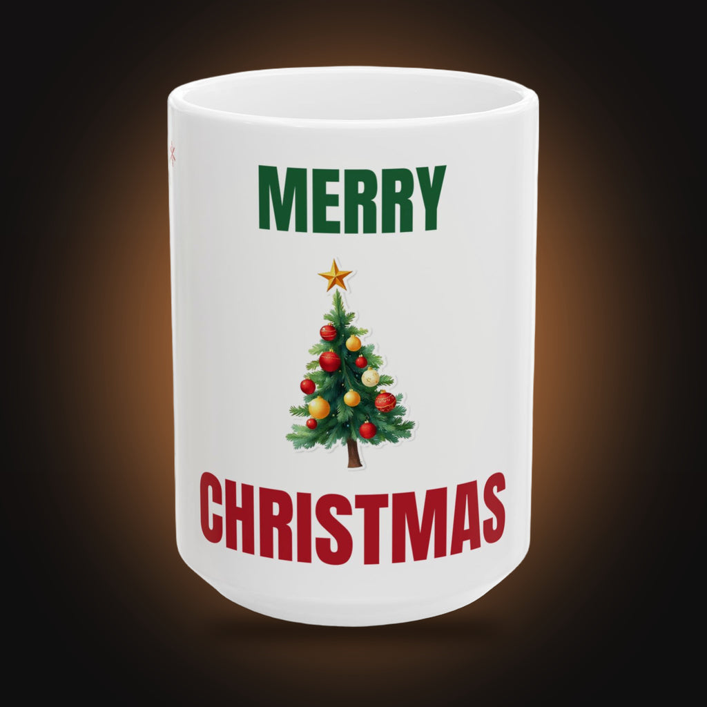 Merry Christmas Tree Mug (White) (front view)