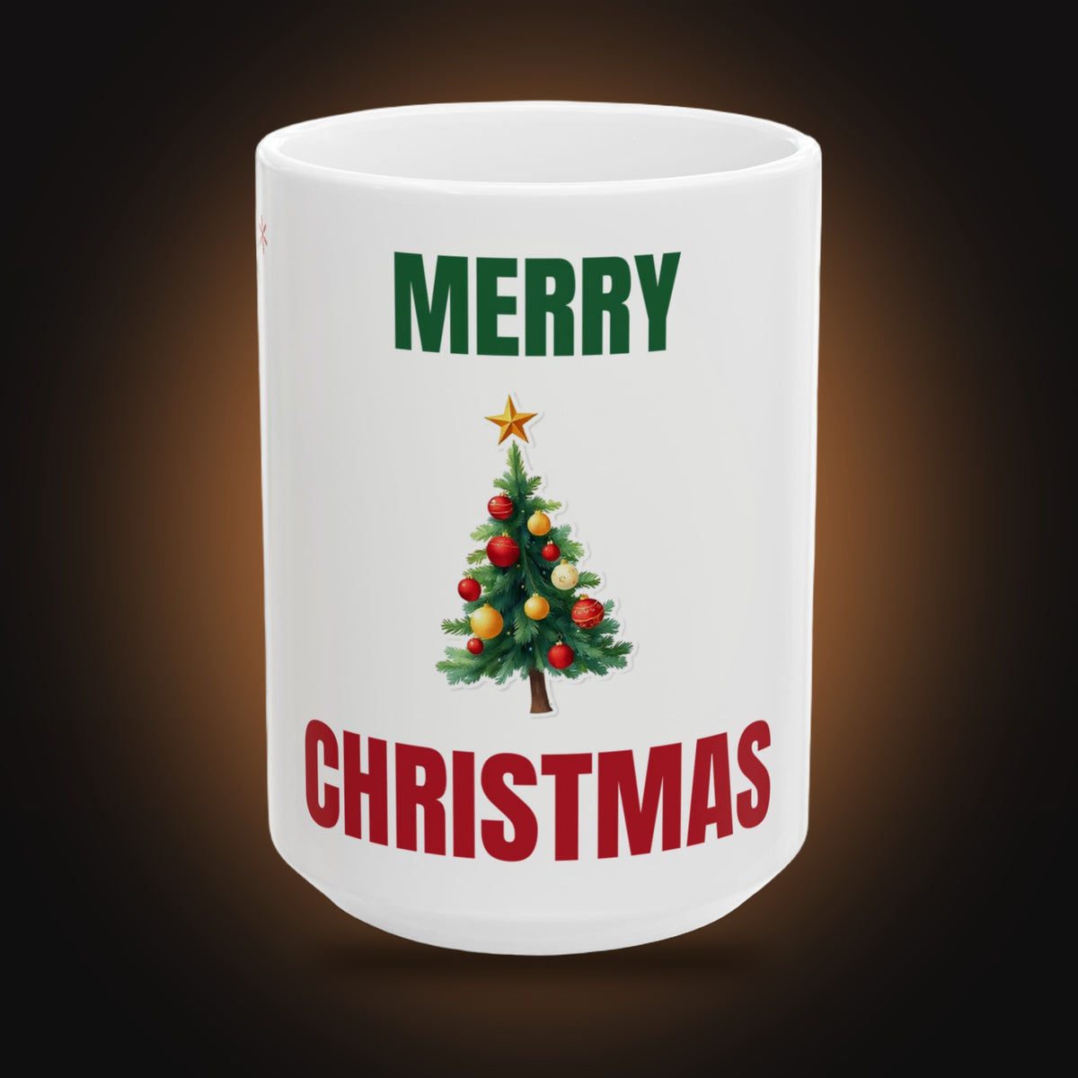 Merry Christmas Tree Mug (White) (front view)