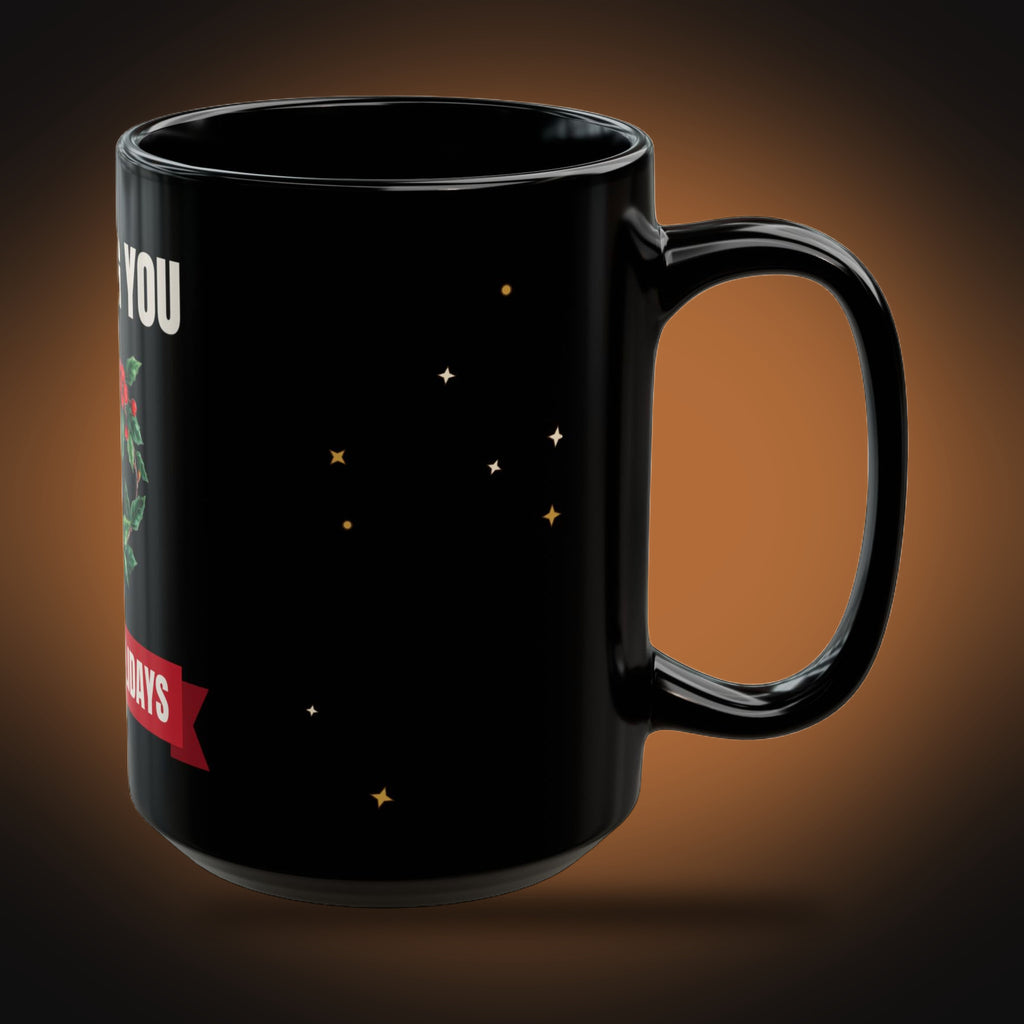 Happy Holidays Wreath Mug (Black) (right view)