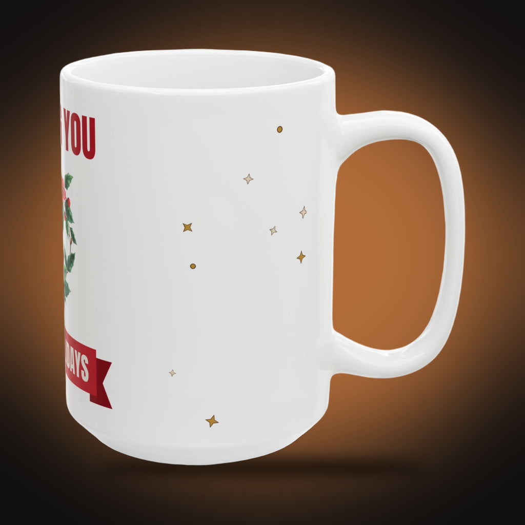 Happy Holidays Wreath Mug (White) (right view)