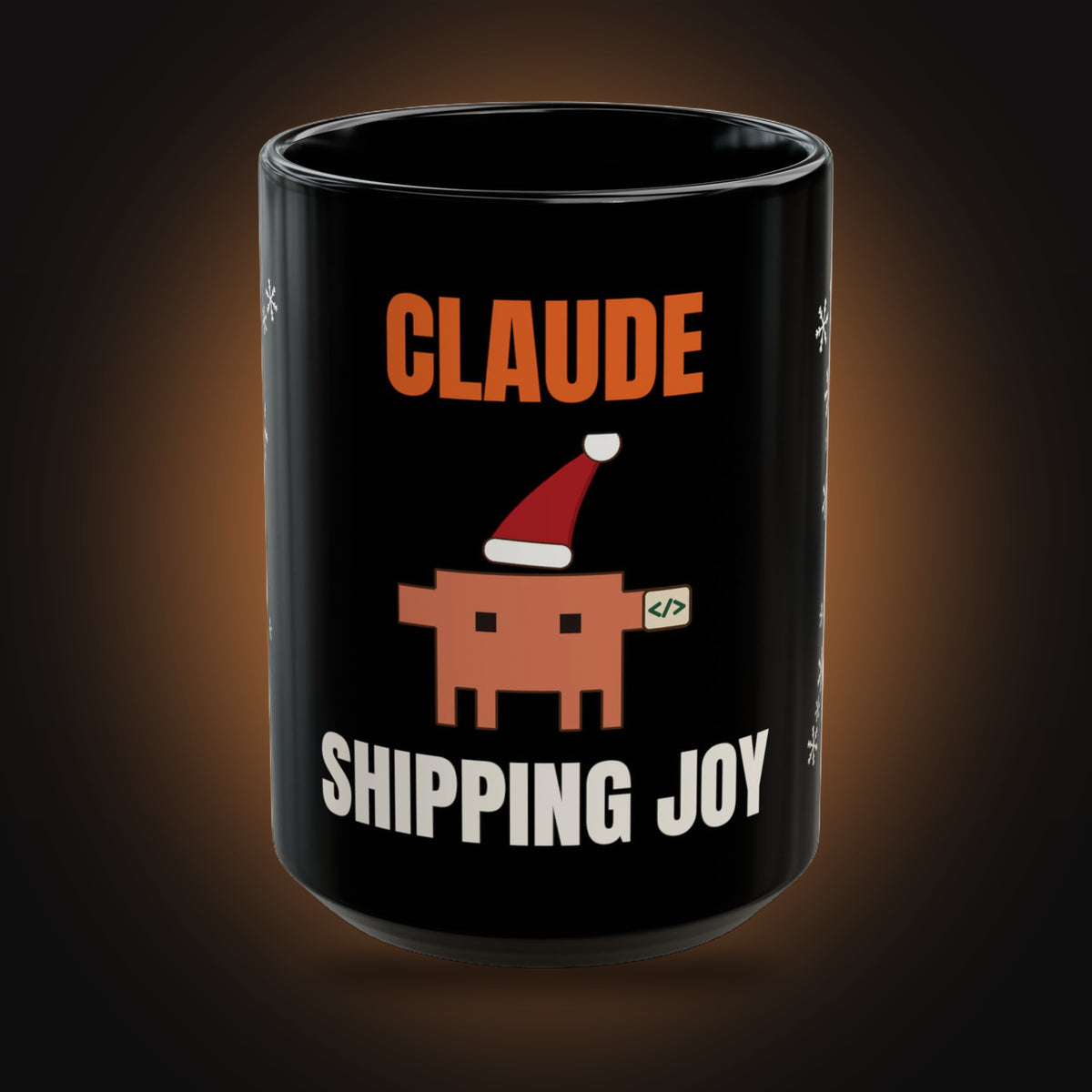 Santa Claude Delivering Code Mug (front view)