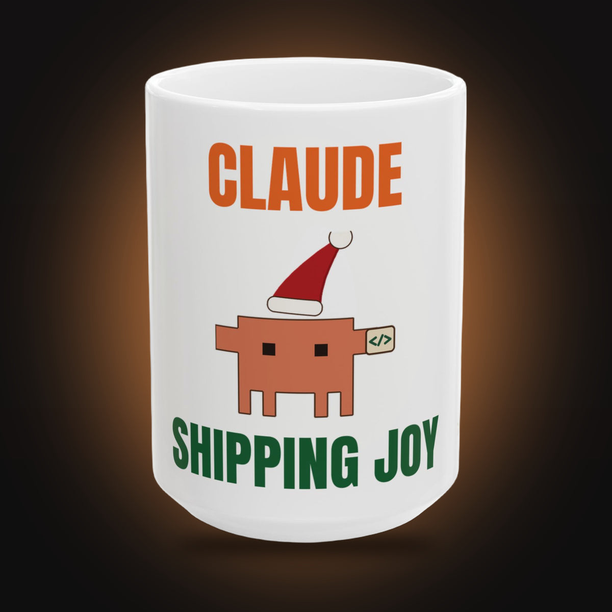 Santa Claude Delivering Code Mug (White) (front view)