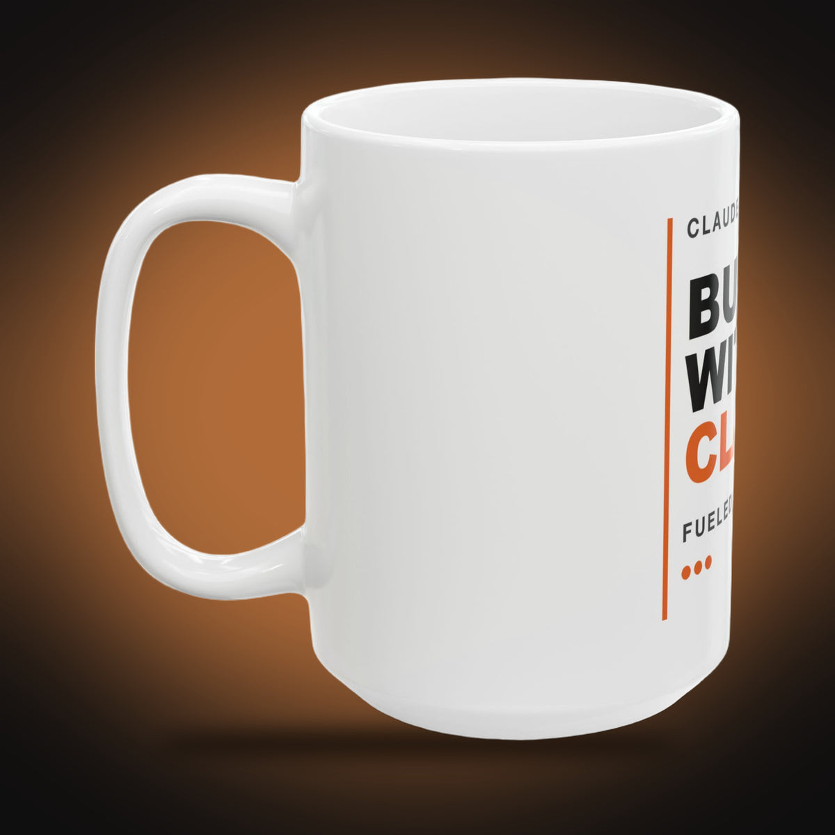 Built With Claude Orange Edition Mug (White) (left view)