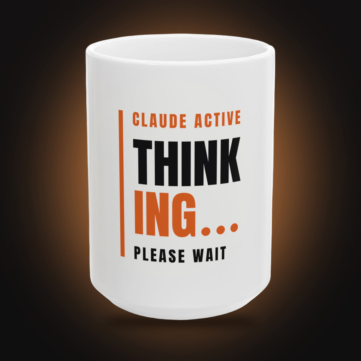 Claude Active, Please Wait Mug (White) (front view)