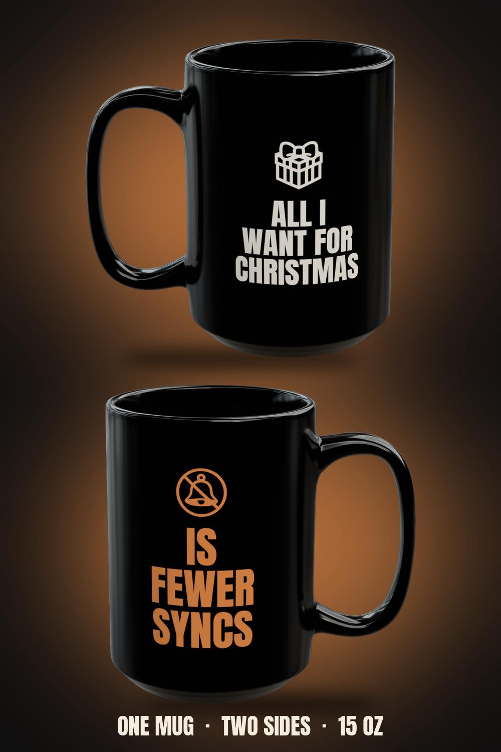 All I Want for Christmas Is Fewer Syncs Mug | Funny WFH Office Coffee Mug 15oz