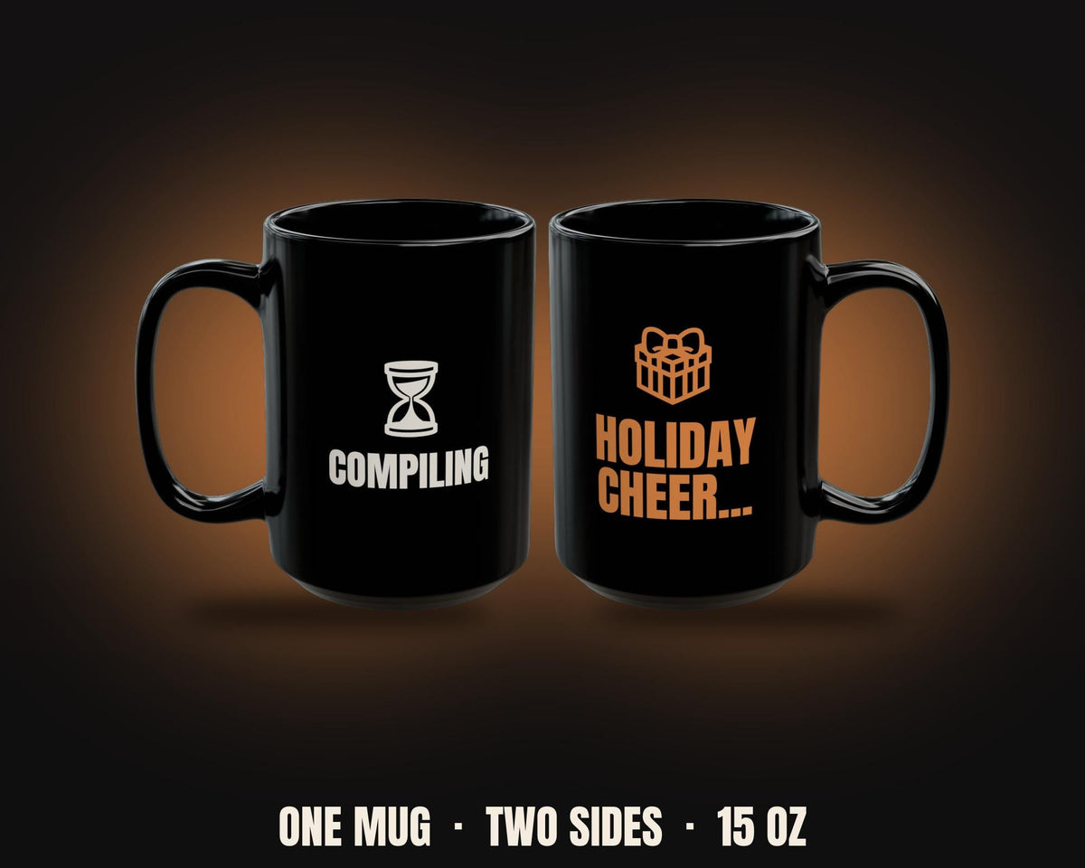 Compiling Holiday Cheer Mug | Funny Coder AI Christmas Coffee Mug 15oz
