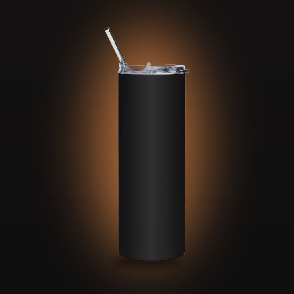 Built With Claude, Powered By Caffeine Straw Tumbler (20oz) (back view)