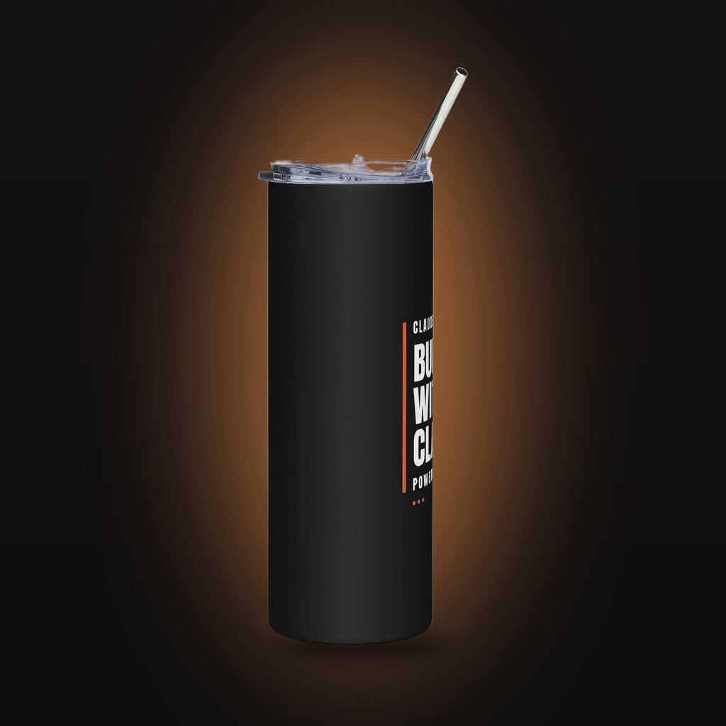 Built With Claude, Powered By Caffeine Straw Tumbler (20oz) (left view)