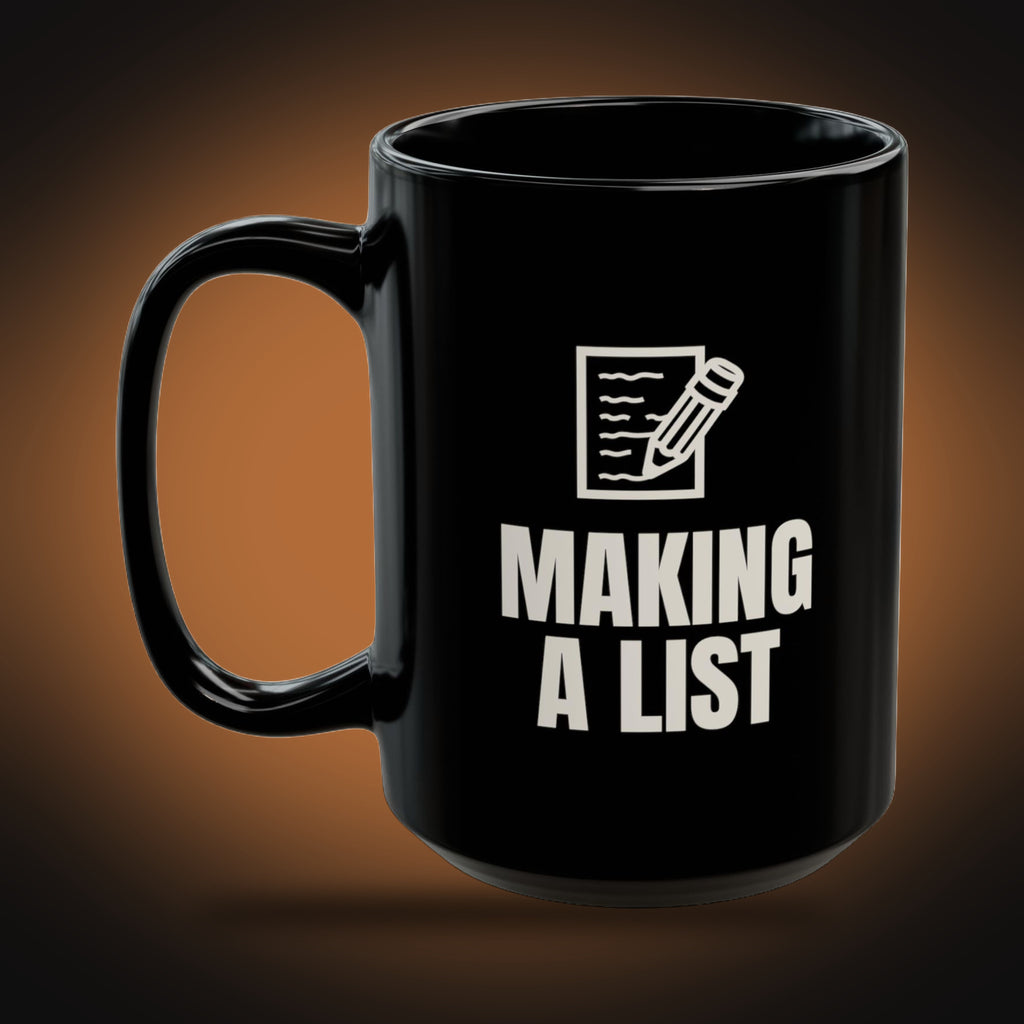 Making a List, Opening a Ticket Mug (left view)