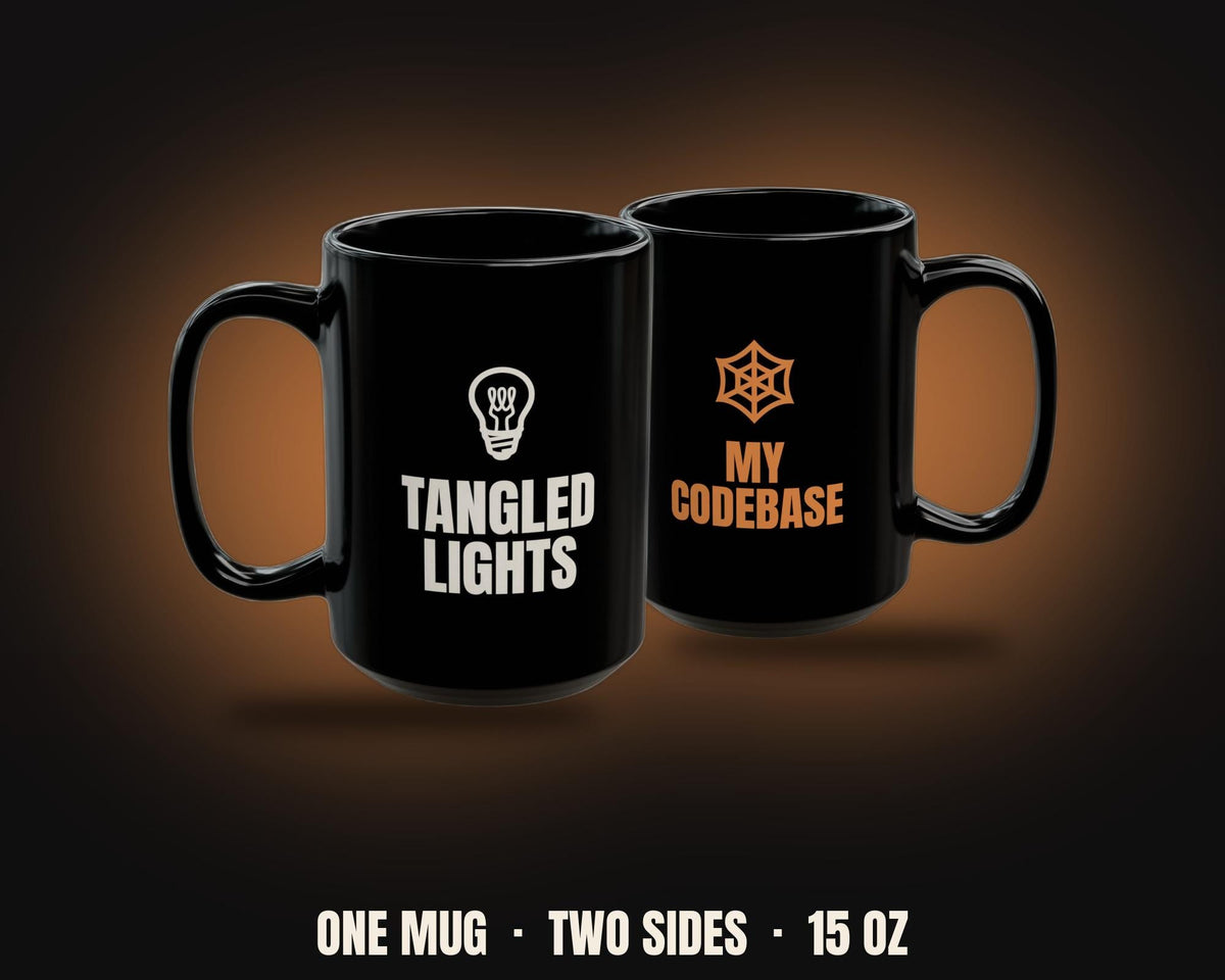 Tangled Lights My Codebase Mug | Funny Developer Christmas Coffee Mug 15oz