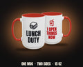 Lunch Duty I Open Things Now Mug | Funny Teacher Coffee Mug, Colored Handle 15oz